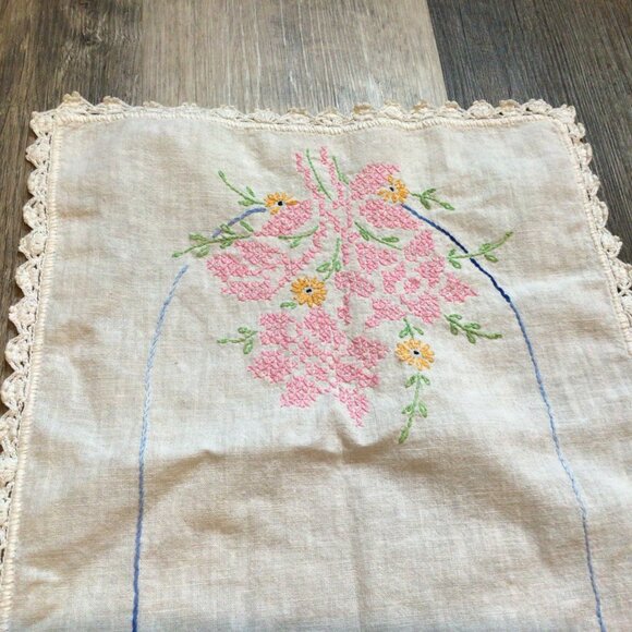 Vintage Embroidered Needlepoint Medium Sized Boho Chic Style Table Runner - Picture 2 of 7
